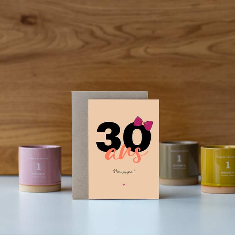Carte de vœux - 30 ans - Corail - Petites Pensées - Boutique Meli Melo