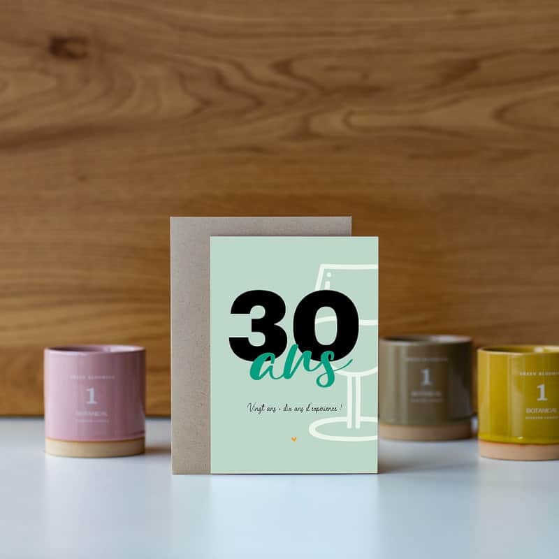 Carte de vœux - 30 ans - Vert - Petites Pensées - Boutique Meli Melo
