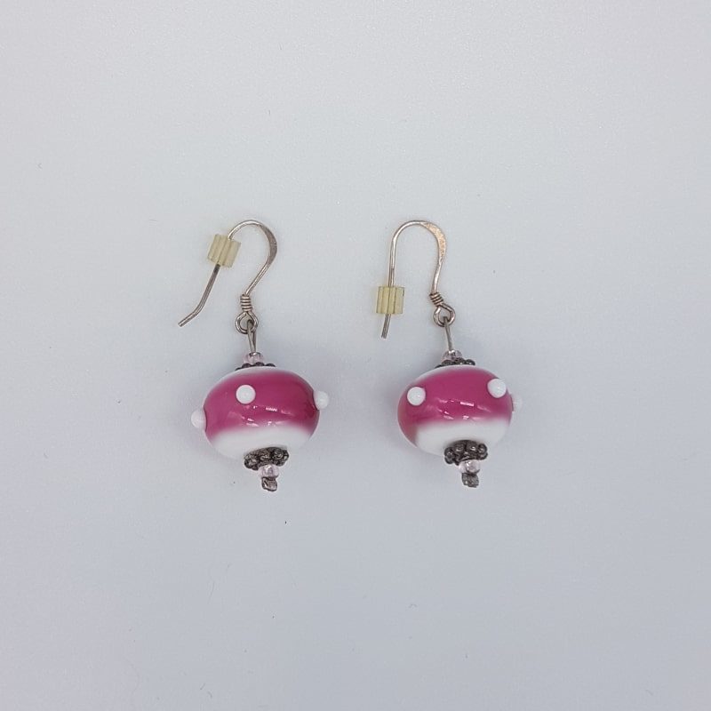 Boucles d'oreilles pendante en verre - Fuchsia - 123perlimpimpin - Boutique Meli Melo