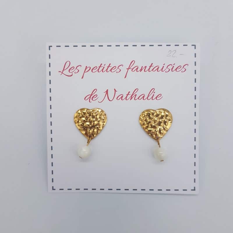 Boucles d'oreilles - Cœur doré - Les petites fantaisies de Nathalie - Boutique Meli Melo