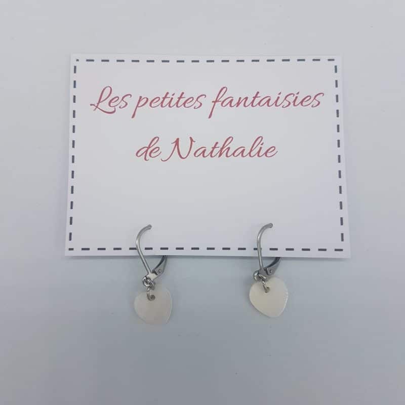 Boucles d'oreilles - Cœur - Blanc - Les petites fantaisies de Nathalie - Boutique Meli Melo