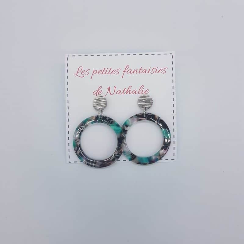 Boucles d'oreilles - Cercle - Turquoise - Les petites fantaisies de Nathalie - Boutique Meli Melo