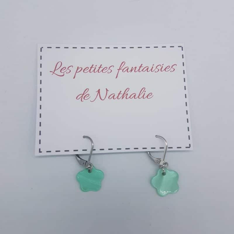 Boucles d'oreilles - Fleur - Turquoise - Les petites fantaisies de Nathalie - Boutique Meli Melo