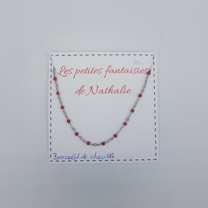 Bracelet de cheville - Rouge - Les petites fantaisies de Nathalie - Boutique Meli Melo