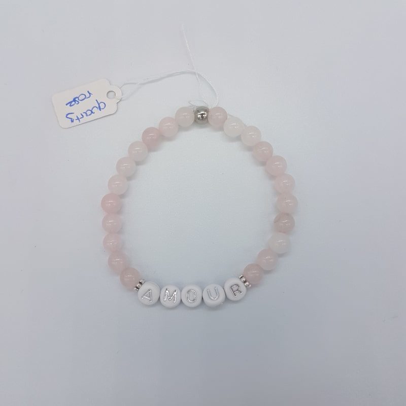 Bracelet en pierre - Quartz rose - Amour - Les petites fantaisies de Nathalie - Boutique Meli Melo