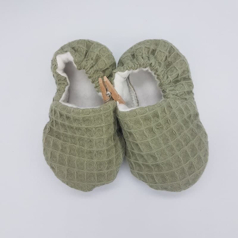 Chaussons - 3-6 M - Olive - Créations Baby - Boutique Meli Melo