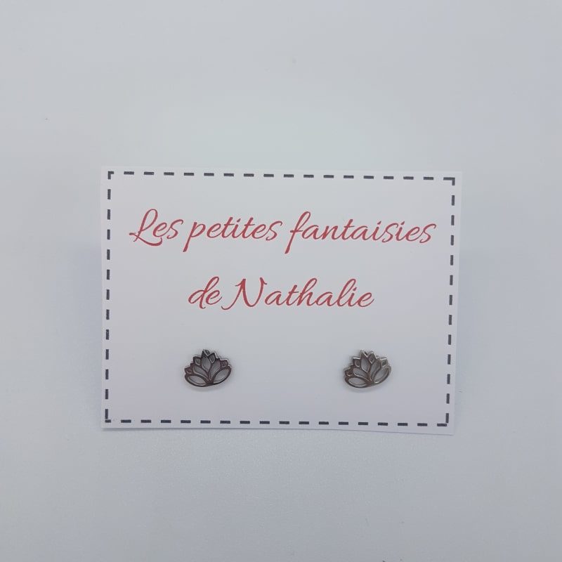 Clous d'oreilles - Lotus - Les petites fantaisies de Nathalie - Boutique Meli Melo