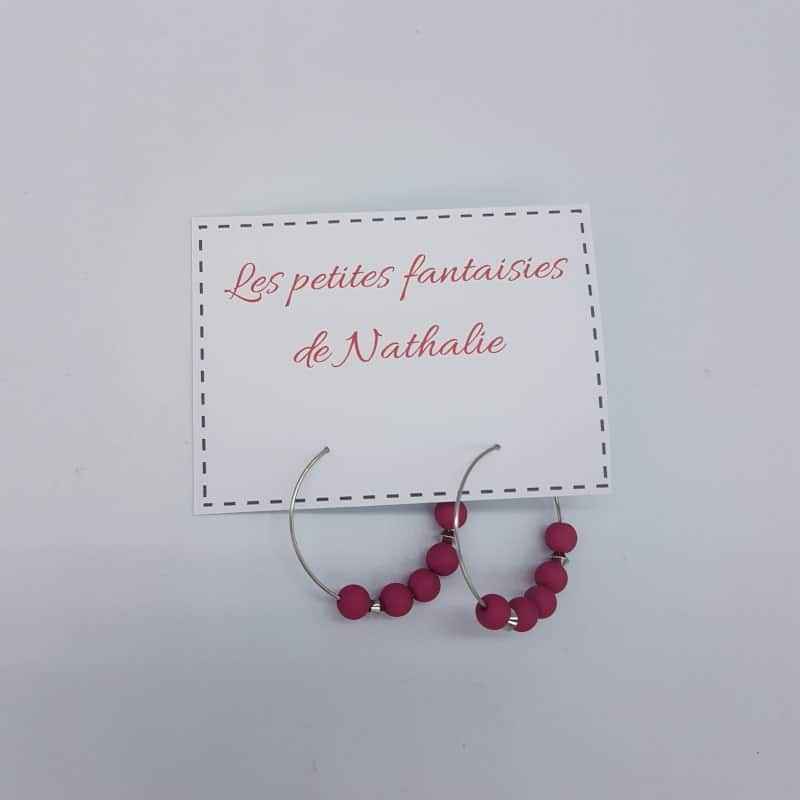Créoles - Fuchsia - Les petites fantaisies de Nathalie - Boutique Meli Melo