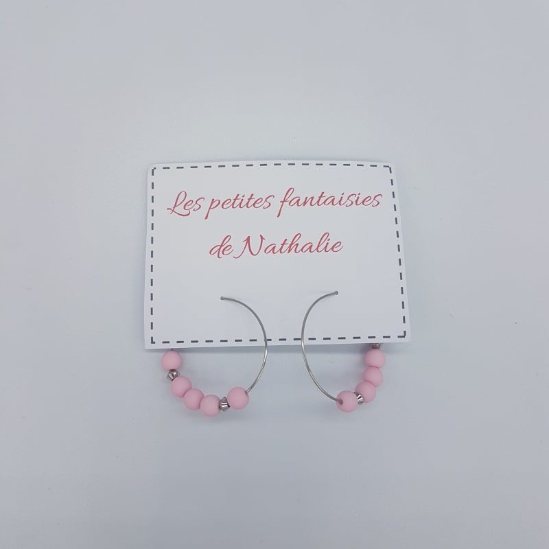Créoles - Rose pâle - Les petites fantaisies de Nathalie - Boutique Meli Melo