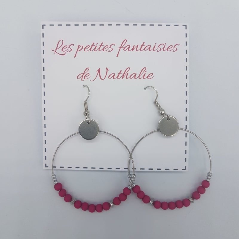 Créoles - Fuchsia - Les petites fantaisies de Nathalie - Boutique Meli Melo