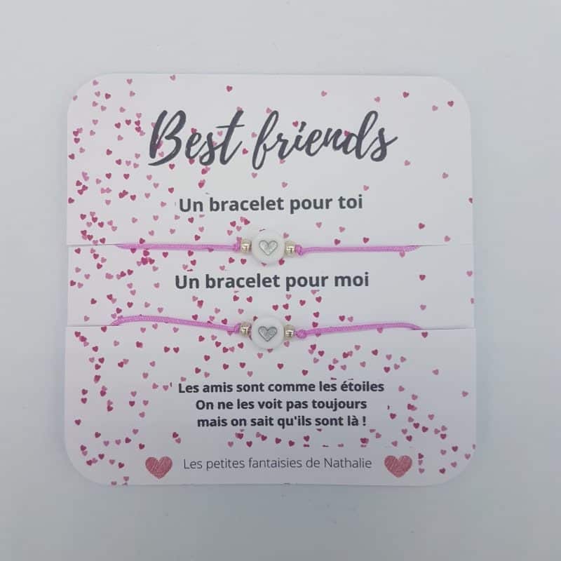 Duo bracelets - Best friends - Rose - Les petites fantaisies de Nathalie - Boutique Meli Melo