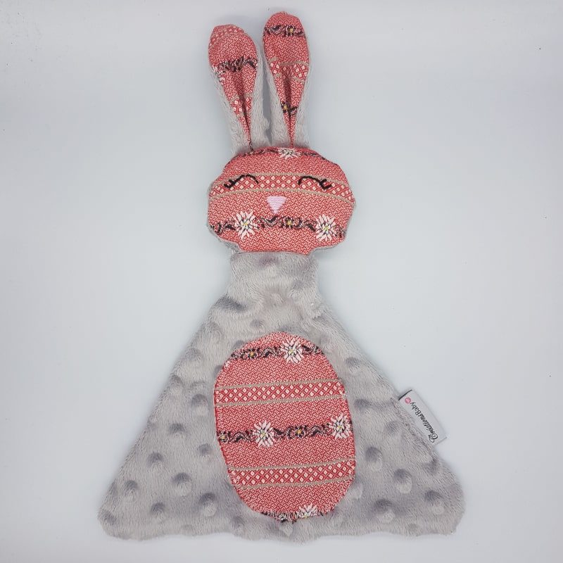 Doudou lapin - Edelweiss rouge - Créations Baby - Boutique Meli Melo
