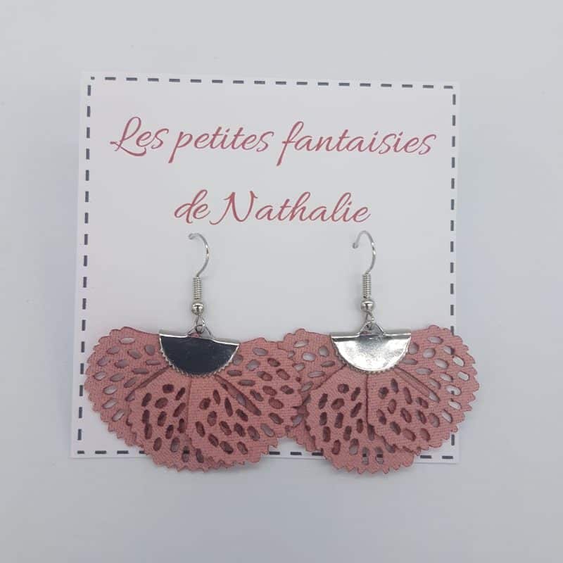 Boucles d'oreilles - Feuille - Mauve - Les petites fantaisies de Nathalie - Boutique Meli Melo