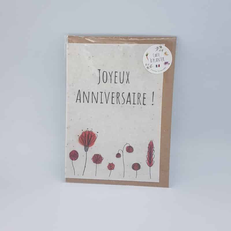 Carte à planter - Joyeux anniversaire - Coquelicot rouge - Les cartes de Lulu - Boutique Meli Melo