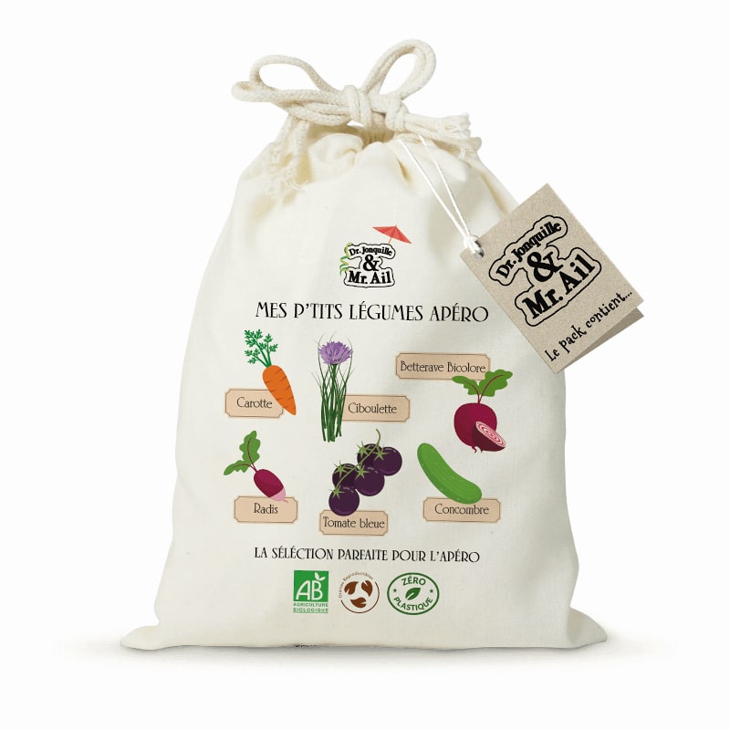 Kit de jardinage - Mes P'tits légumes d'apéro - Dr. Jonquille & Mr. Ail - Boutique Meli Melo