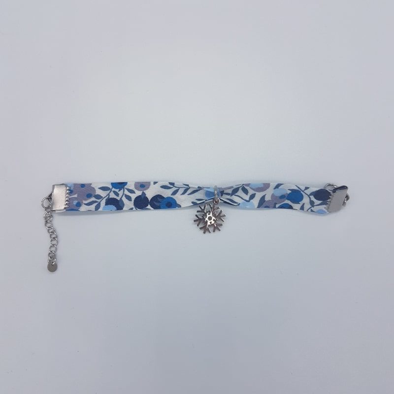 Bracelet enfant - Liberty - Bleu - Flocon - Les petites fantaisies de Nathalie - Boutique Meli Melo