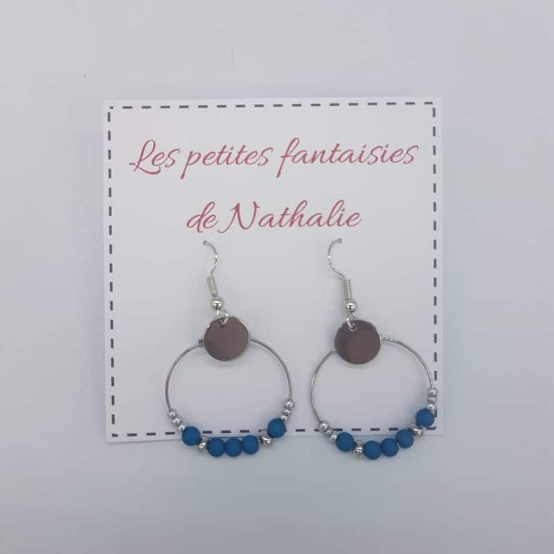 Petites créoles - Pétrole - Les petites fantaisies de Nathalie - Boutique Meli Melo