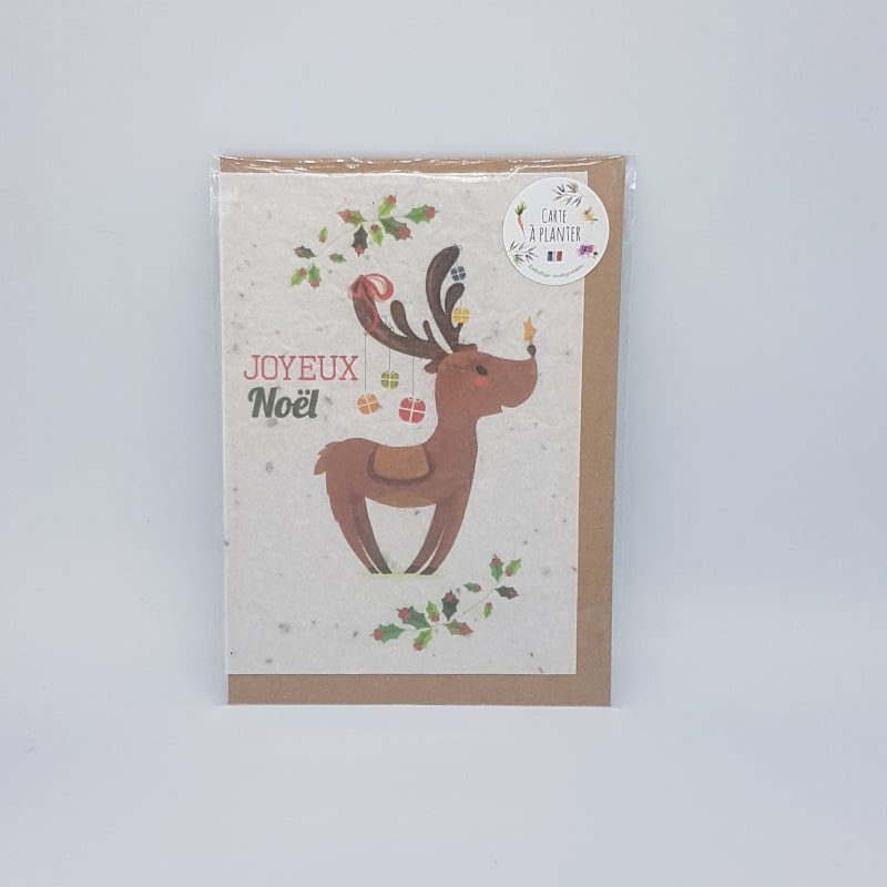 Carte à planter - Joyeux Noël - Renne - Les cartes de Lulu - Boutique Meli Melo
